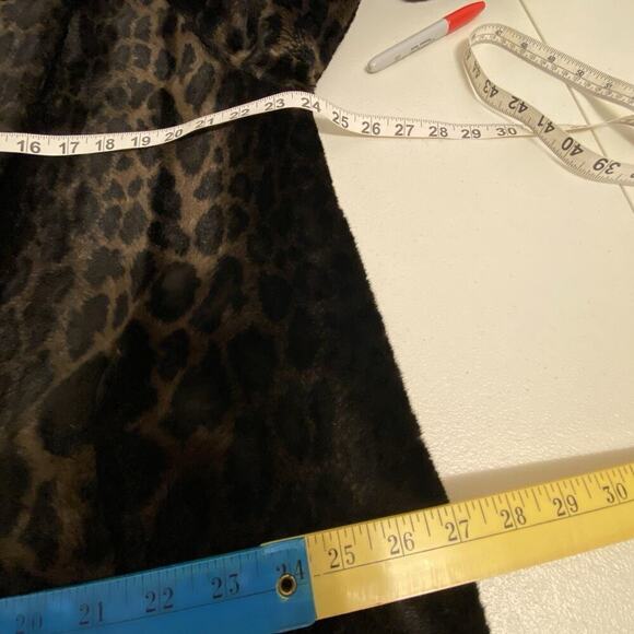 Vintage Lorovi 70s Leopard Print Faux Fur Lined Brown/Black Collared Overcoat S - Picture 2 of 11